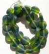 24 10x5mm Two Tone Matte Montana Blue & Green Disk Beads
